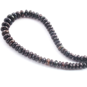 1 Long Strand Black Ethiopian Welo Opal Faceted Rondelles - Ethiopian Roundelles Beads 6mm-11mm 17 Inches BR02657 - Tucson Beads