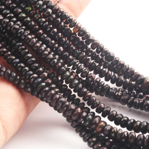1 Long Strand Black Ethiopian Welo Opal Faceted Rondelles - Ethiopian Roundelles Beads 6mm-11mm 17 Inches BR02657 - Tucson Beads