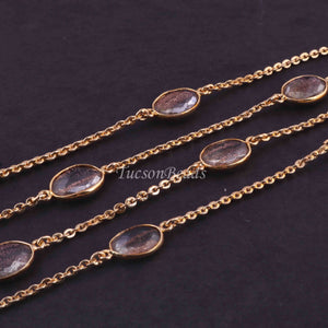 1 Feet Red Rutile Assorted Shape  24k Gold plated Bezel Continuous Connector Beaded Chain 23mmx12mm SC236 - Tucson Beads