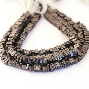 1 Strand Black Pyrite Smooth Heishi Beads - Flat Thin Plain Beads 5mm-6mm 8 Inches RB038 - Tucson Beads