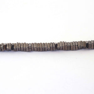 1 Strand Black Pyrite Smooth Heishi Beads - Flat Thin Plain Beads 5mm-6mm 8 Inches RB038 - Tucson Beads
