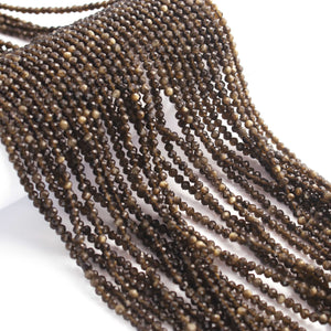 5 Strands Cats Eye Gemstone Balls, Semiprecious beads  Faceted Gemstone Jewelry -3mm-13 Inches  RB0079 - Tucson Beads