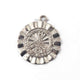 1 Pc Pave Diamond Round With Peace 925 Sterling Silver & Vermeil Pendant - 23mmx20mm PDC1145 - Tucson Beads