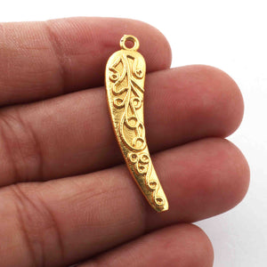 10 Pcs Designer 24k Gold Plated Fancy Charm ,Copper Design Pendant ,Jewelry Making 34mmx7mm GPC484 - Tucson Beads