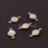 5 Pcs White Rainbow Moonstone Cushion Shape 24k Gold Plated Connector- 17mmx9mm PC819