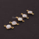 5 Pcs White Rainbow Moonstone Cushion Shape 24k Gold Plated Connector- 17mmx9mm PC819 - Tucson Beads
