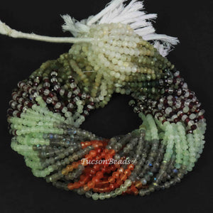 5 Strands  Multi Stone Faceted Rondelles - Mix Stone Roundles Beads 4mm 13 Inches RB294 - Tucson Beads