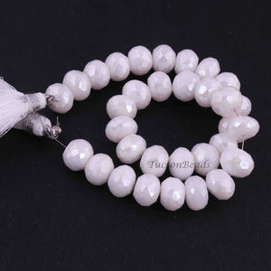 1  Strand White Silverite Faceted Rondelles  - Gemstone Rondelles - 10mm 9 Inches BR1170 - Tucson Beads