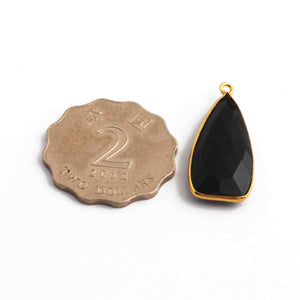 3 Pcs Black Onyx Faceted 925 Sterling Vermeil Dagger Shape Single Bail Pendant 31mmx13mm- SS741 - Tucson Beads