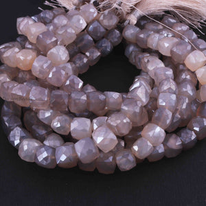 1 Strands Excellent Quality Gray Moonstone Faceted Cube Briolettes - Box Shape Beads 7mm-8mm 8 Inches BR1169 - Tucson Beads