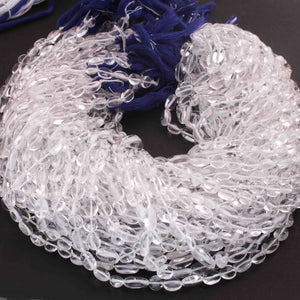 1 Long Strand Crystal Quartz  Smooth Briolettes -Oval Shape Briolettes -6mmx6mm, 9mmx6mm , - 13 Inches BR01400 - Tucson Beads