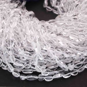 1 Long Strand Crystal Quartz  Smooth Briolettes -Oval Shape Briolettes -6mmx6mm, 9mmx6mm , - 13 Inches BR01400 - Tucson Beads