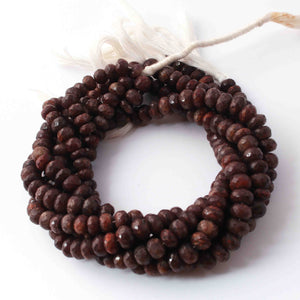 1  Long Strand Chocolate  Moon Stone Faceted Roundells -Round Shape Roundells-7mmx 8mm-10.5 Inches BR0783 - Tucson Beads