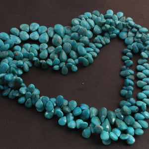 1 Strand Natural Sleeping Beauty Turquoise Faceted Big Size Pear Drop Briolettes - Arizona Turquoise Pear -6mmx8mm-14mmx10mm 8 Inches BR02642 - Tucson Beads