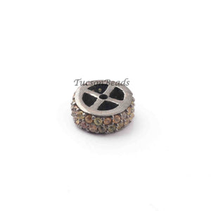 1 Pc  Two Step Multi Sapphire 925 Sterling Silver Large Hole Rondelles Beads - 10mm-8mm  PDC016 - Tucson Beads