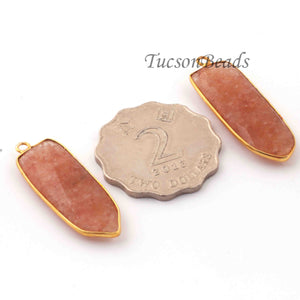 4 Pcs Red Rutile Faceted  24k Gold Plated Fancy Shape Pendant - 36mmx12mm-28mmx13mm PC944 - Tucson Beads