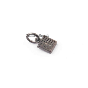 1 Pc Pave Diamond Square Charm 925 Sterling Silver Pendant - Square Charm Pendant 9mmx6mm PDC1267 - Tucson Beads
