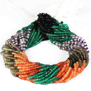 5  Strands  Multi Stone Faceted Rondelles - Mix Stone Roundles Beads 4mm-5mm 13 Inches RB291 - Tucson Beads