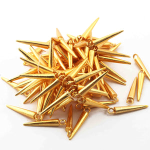 20 Pcs Designer 24k Gold Plated Spike Charm ,Copper Design Pendant ,Jewelry Making 26mmx4mm GPC491 - Tucson Beads