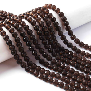 1  Long Strand Smoky Faceted Roundells -Round Shape Roundells 5mmx6mm-10.5 Inches BR0779 - Tucson Beads