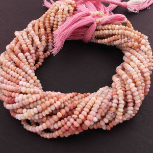 5 Strand Shaded Pink Opal Faceted Rondelles--Finest Quality Pink Opal Roundle 3mm-4mm 13.5 Inch Long RB405 - Tucson Beads