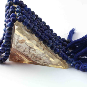 1 Long Strand Lapis  Faceted Round Bolls -  Faceted Bolls Beads - 5mm-7mm 10 Inches BR0804 - Tucson Beads