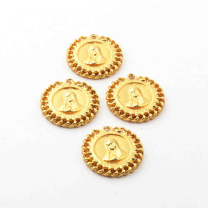 10 Pcs Designer 24k Gold Plated Round Beads ,Copper Round Pendant ,Jewellery Making 28mm GPC970 - Tucson Beads