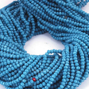 5 Strands Turqouise Glass Beads Rondelles, Faceted Beads, Semi Precious Rondelles, 3mm 14 inch strand  RB194 - Tucson Beads