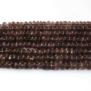 1  Long Strand Smoky Faceted Roundells -Round Shape Roundells 6mmx7mm-10 Inches BR0773 - Tucson Beads