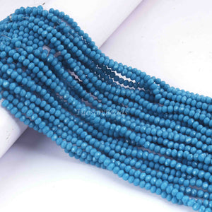 5 Strands Turqouise Glass Beads Rondelles, Faceted Beads, Semi Precious Rondelles, 3mm 14 inch strand  RB194 - Tucson Beads