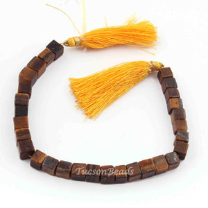 1 Strand Brown Tiger Eye Cube Briolettes - Box Shape Beads 8mm 8 Inches BR2543 - Tucson Beads