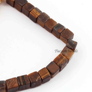 1 Strand Brown Tiger Eye Cube Briolettes - Box Shape Beads 8mm 8 Inches BR2543 - Tucson Beads