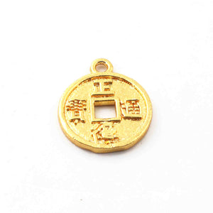 10 Pcs Designer 24k Gold Plated Round Beads ,Copper Round Charm Design Pendant ,Jewelry Making 16mmx15mm GPC966 - Tucson Beads