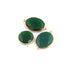 3  Pcs Green Onyx  24k Gold Plated Assorted Shape Pendant/Connector - Green Onyx  Pendant-20mmx22mm-33mmx21mm- PC733