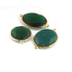 3  Pcs Green Onyx  24k Gold Plated Assorted Shape Pendant/Connector - Green Onyx  Pendant-20mmx22mm-33mmx21mm- PC733 - Tucson Beads