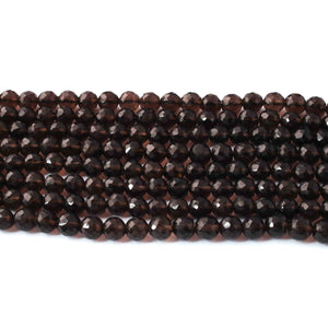 1  Long Strand Smoky Faceted Roundells -Round Shape Roundells 7mm-10 Inches BR0793 - Tucson Beads