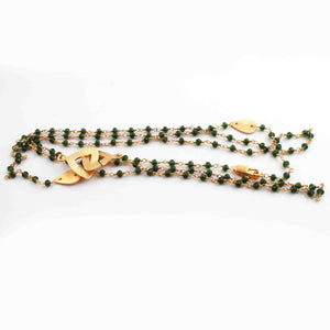Green Hydro Chain Necklace - Faceted Sparkly 24K Gold Plated Necklace ,Tiny Beaded 3mm, Necklace - 42"Long GPC1428 - Tucson Beads