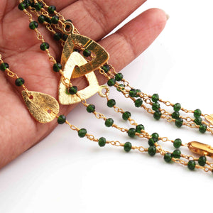 Green Hydro Chain Necklace - Faceted Sparkly 24K Gold Plated Necklace ,Tiny Beaded 3mm, Necklace - 42"Long GPC1428 - Tucson Beads