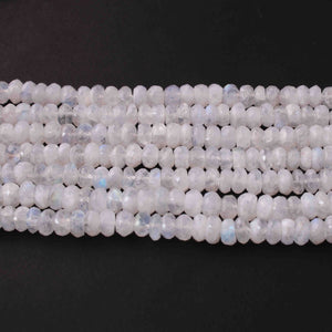1  Long Strand White Rainbow MoonStoneFaceted Roundells -Round Shape Roundells 7mm-15 Inches BR0791 - Tucson Beads