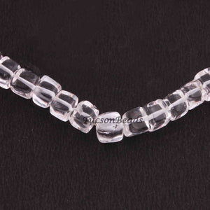 2 Strands Crystal Quartz Smooth Cube Beads Briolettes  - Box Shape Baeds 6mmx6mm 8 Inch BR2222 - Tucson Beads