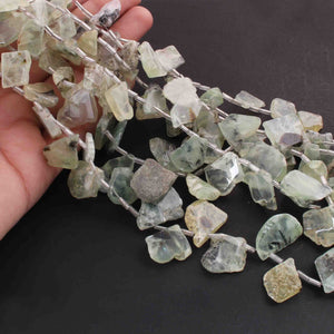 1 Strand Prehnite Quartz Faceted Briolettes - Assorted Shape Briolettes , Jewelry Making Supplies 17mmx12mm-21mmx18mm 12 Inches BR01952 - Tucson Beads