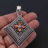 1 Pc Oxidized Silver Plated Multi Gemstone Kite Pendant, 65mmx49mm Oxidized Metal Jewelry Pendant - OS006