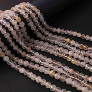 1  Long Strand Golden Rutile Ball Faceted -Round Ball Beads  5mm-10 Inches BR0794 - Tucson Beads