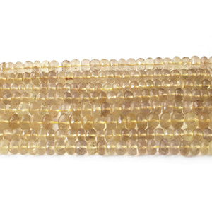 1  Long Strand Lemon Quarts Faceted Roundells -Round Shape Roundells 5mmx6mm-9.5 Inches BR0788 - Tucson Beads