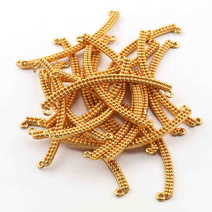 10 Pcs Designer 24k Gold Plated Rectangle Curved Bar Beads ,Copper Curved Shape Design Charm,Jewelry Making 57mmx4mm GPC954 - Tucson Beads