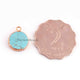 5 Pcs Turquoise Round Pendant Rose Gold Electroplated Single Bail Pendant 17mmx13mm DRZ200 - Tucson Beads