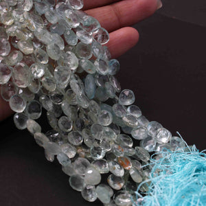 1 Strand Aquamarine Faceted Heart Shape Briolettes   -  Finest Quality  Heart Shape Beads Briolette - 4mm-11mm - 8 inches BR0757 - Tucson Beads