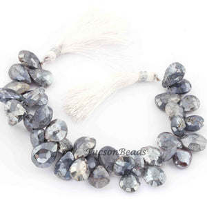 1 Strands Labradorite Silver Coated   Briolettes - Pear Drop Shape Briolettes 12mx10mm-17mmx11mm  8 Inches BR2390 - Tucson Beads