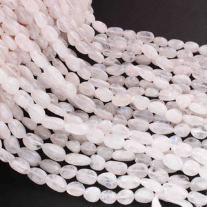 1 Strand Finest quality White Rainbow Moonstone Smooth Oval Briolettes - Faceted Ovel Beads 9mmx8mm -12mmx8mm 13 Inch BR01962 - Tucson Beads