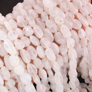 1 Strand Finest quality White Rainbow Moonstone Smooth Oval Briolettes - Faceted Ovel Beads 9mmx8mm -12mmx8mm 13 Inch BR01962 - Tucson Beads